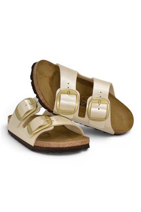 Ciabatta donna BIRKENSTOCK  in Birko-Flor colore perla. BIRKENSTOCK- | ARIZONA BIG BUCKLE GRACEFUL BIRKO FLORPERLA